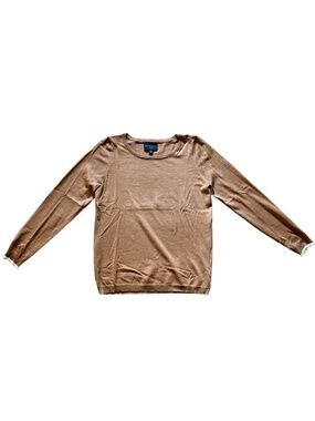Women's Tan Lightweight Long Sleeve Sweater Autumn Fall Neutral Preppy Old Money